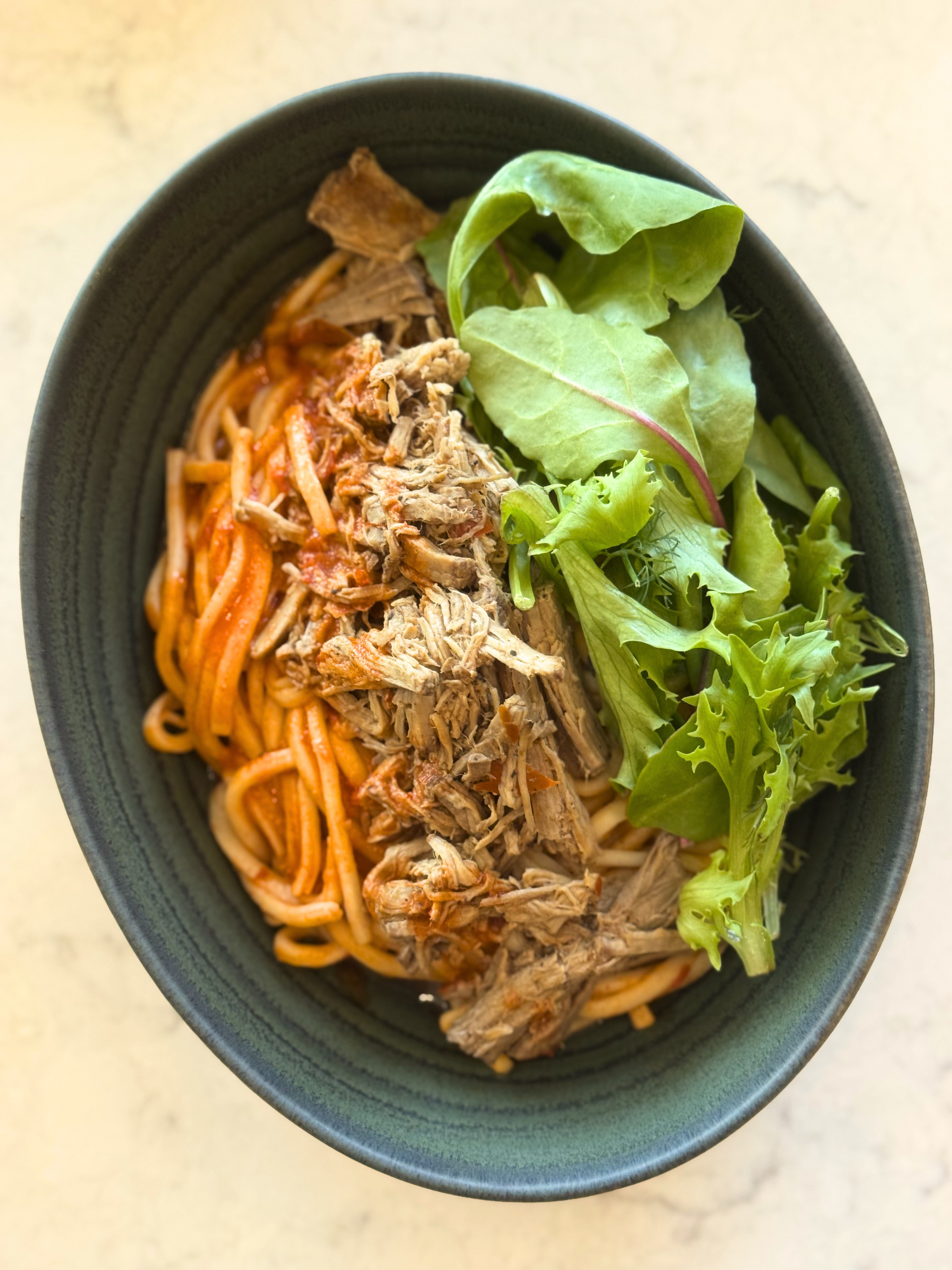 Tomato Gochujang Noodles & Braised Beef